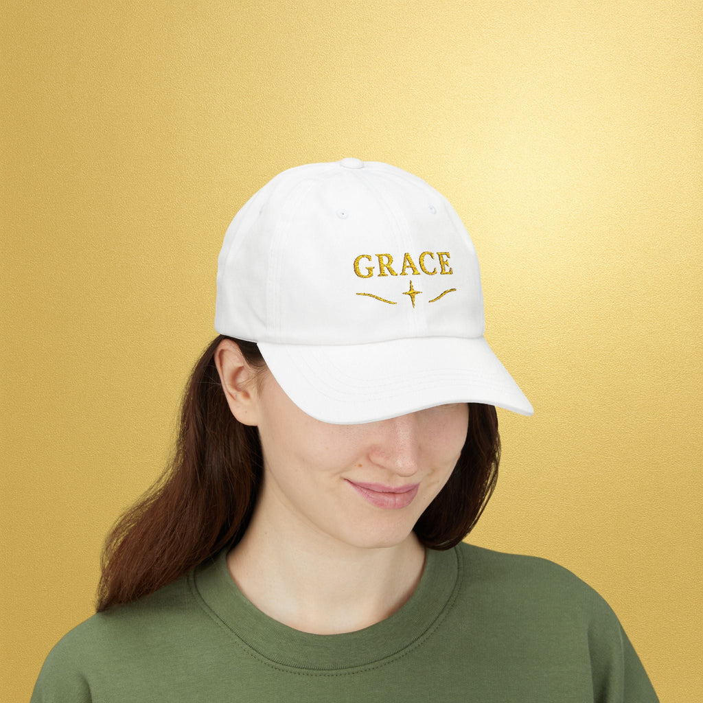 Grace Embroidered — Gold Script Baseball Hat - AURA BY RS ®