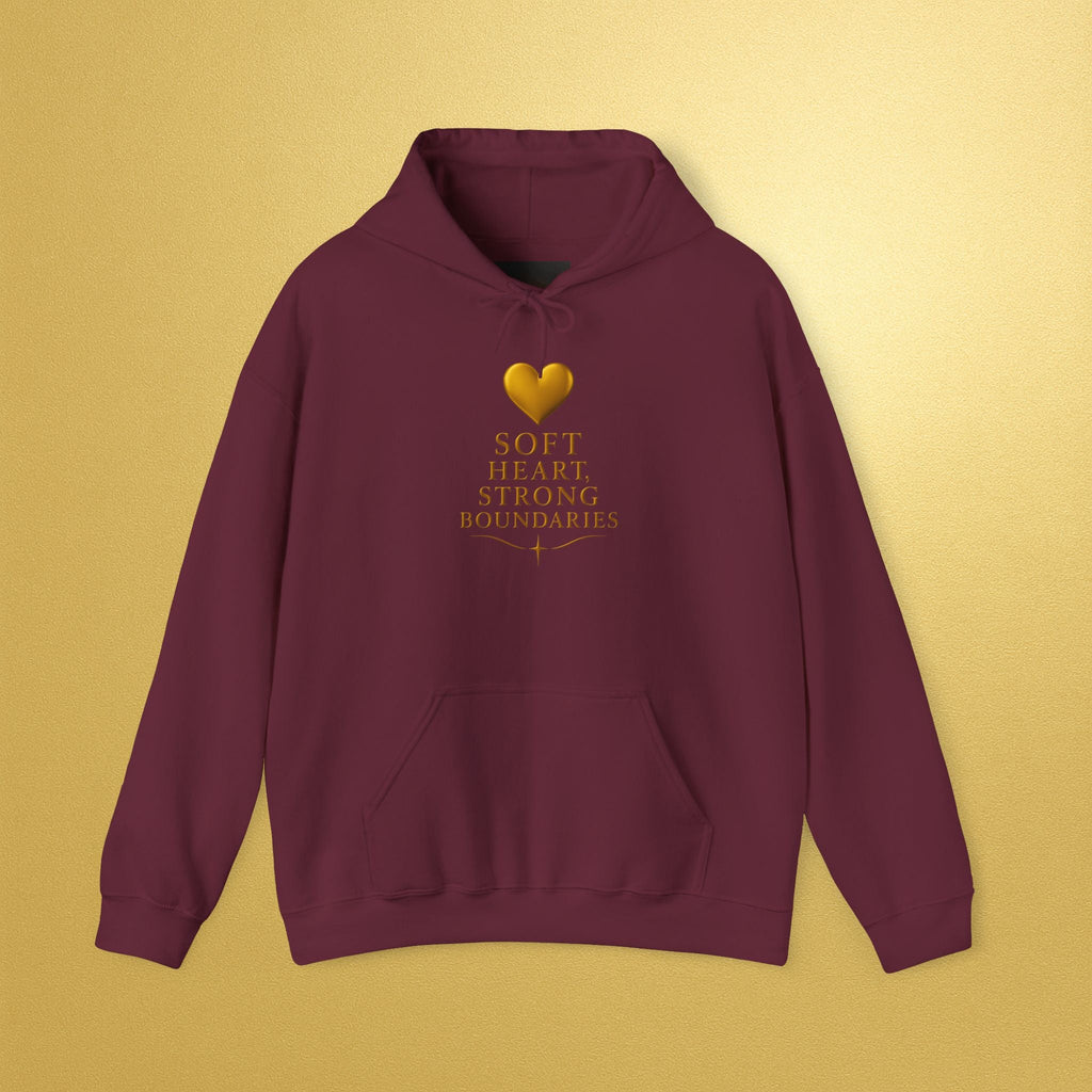 Soft Heart Strong Boundaries Hoodie — Inspirational Gold Heart Hoodie - AURA BY RS ®