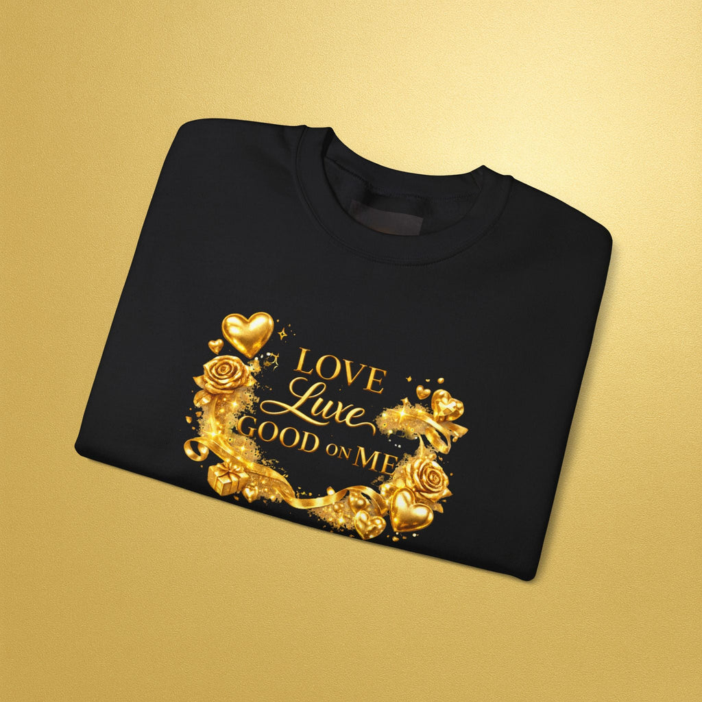 Valentine's 'Love Luxe Good on Me' Sweatshirt — Shiny Gold Crewneck - AURA BY RS ®