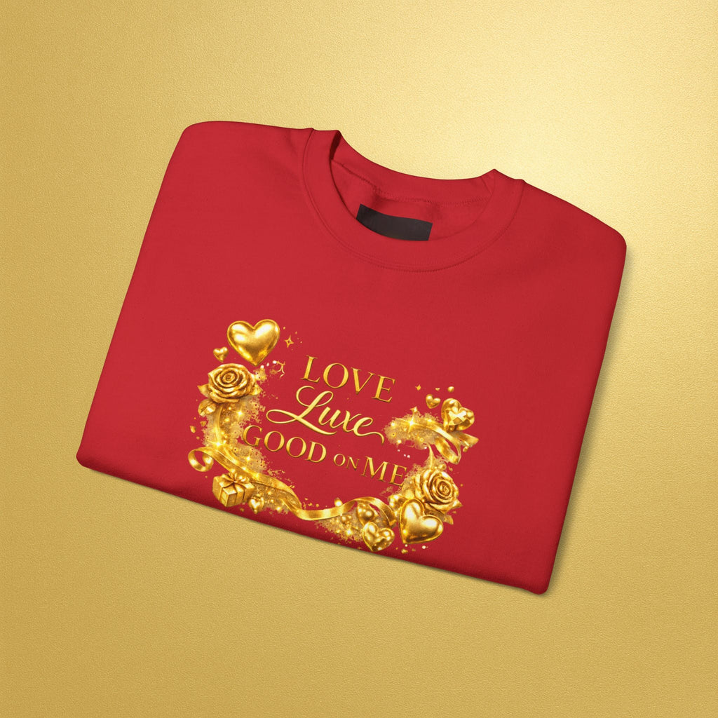 Valentine's 'Love Luxe Good on Me' Sweatshirt — Shiny Gold Crewneck - AURA BY RS ®