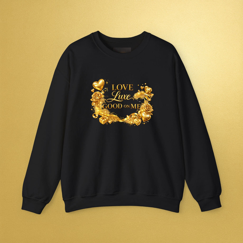 Valentine's 'Love Luxe Good on Me' Sweatshirt — Shiny Gold Crewneck - AURA BY RS ®